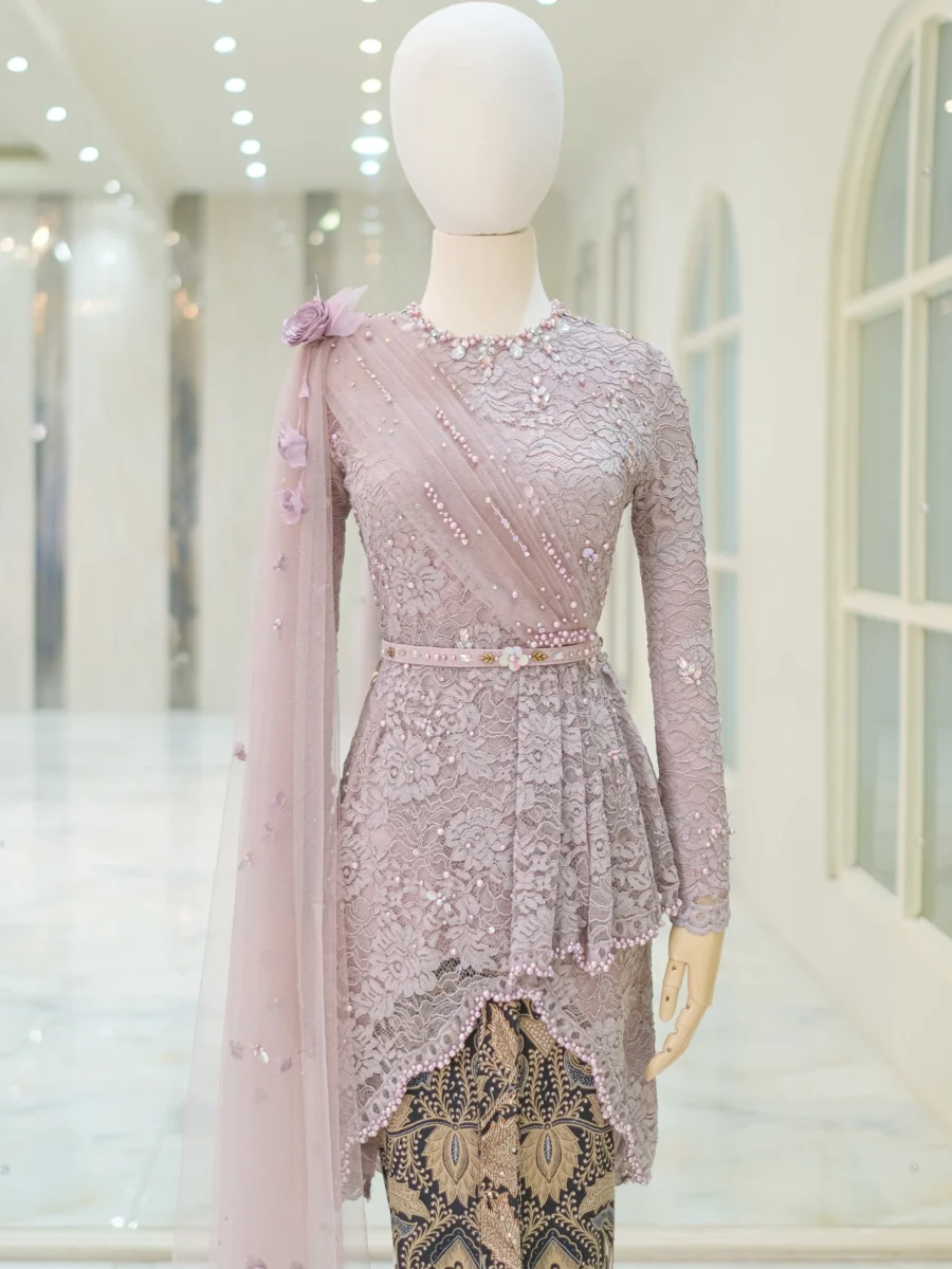 Burgundy Kebaya With Side Embroidery Ivory Studio Rtw