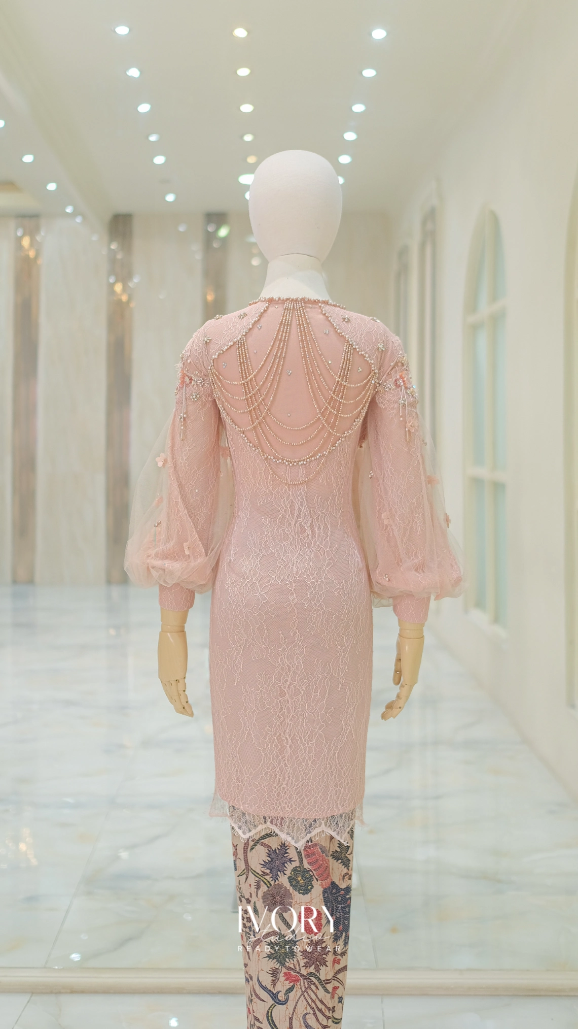 Rosegold Kebaya with Detachable Chiffon Peplum & Shawl Couple Look - Image 5