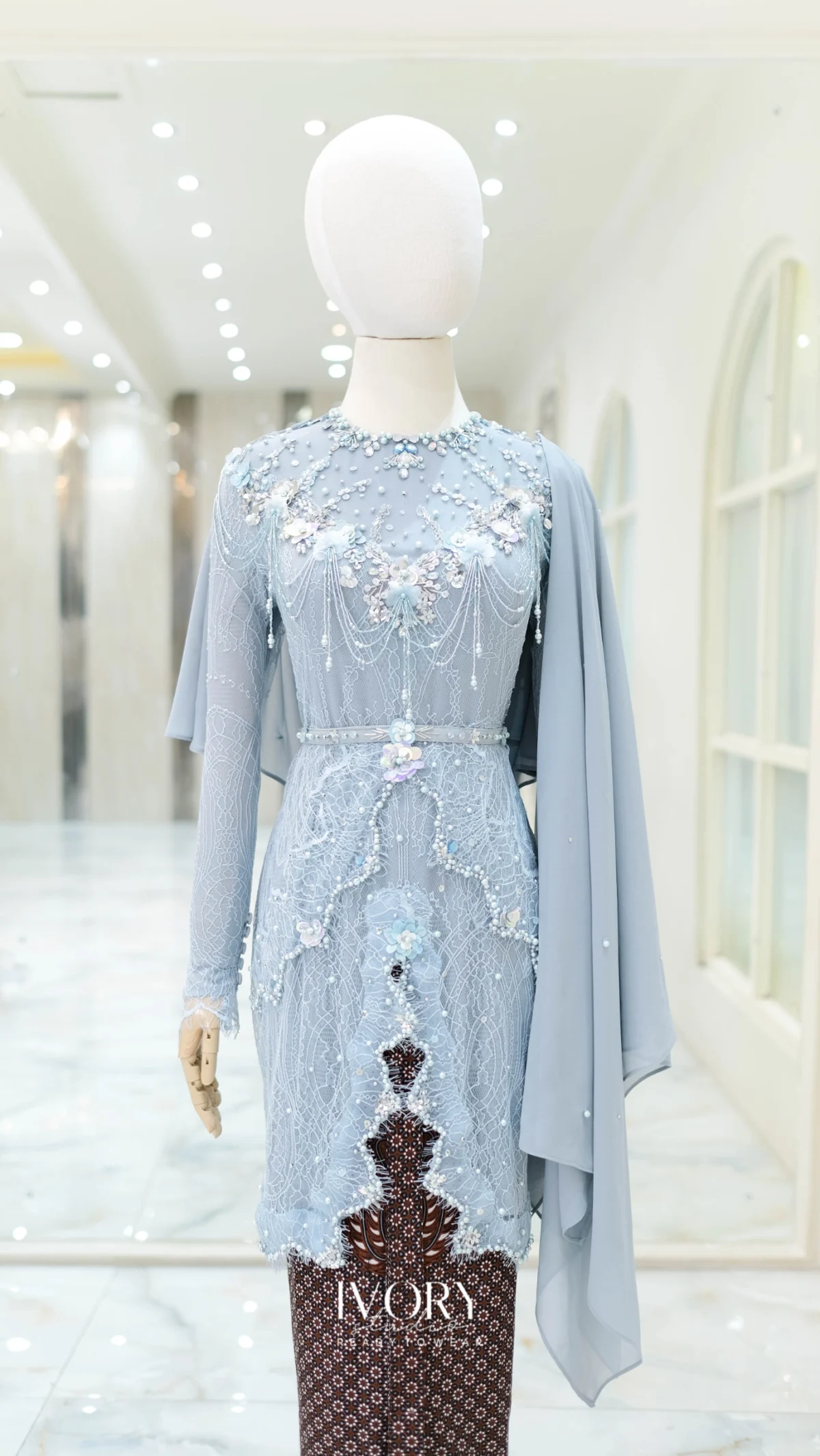 Ice Blue Kebaya with Double Slit