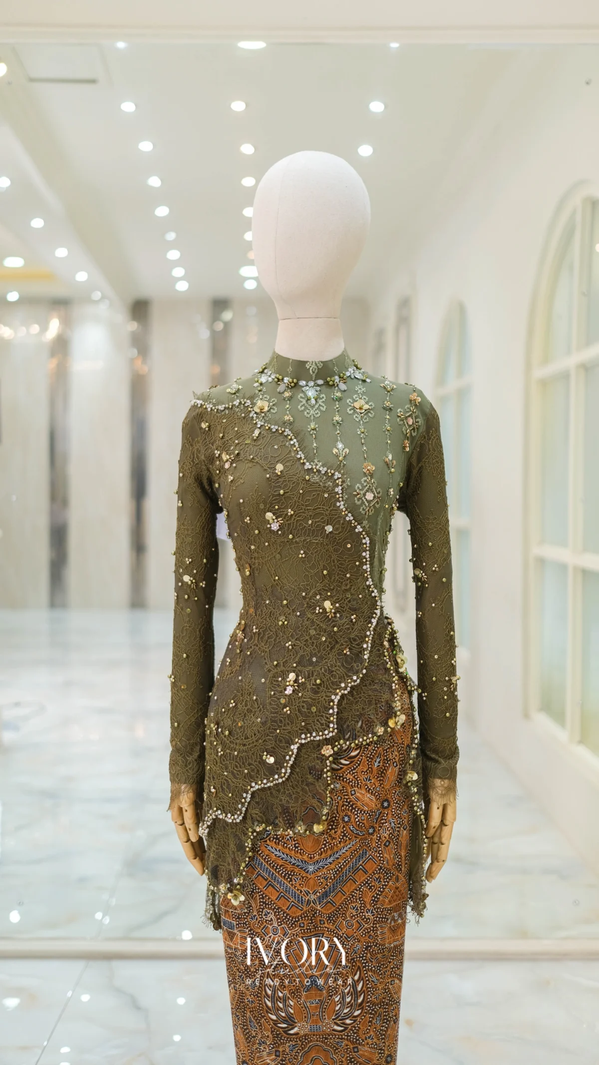 Olive Kebaya with Side Embroidery - Image 2