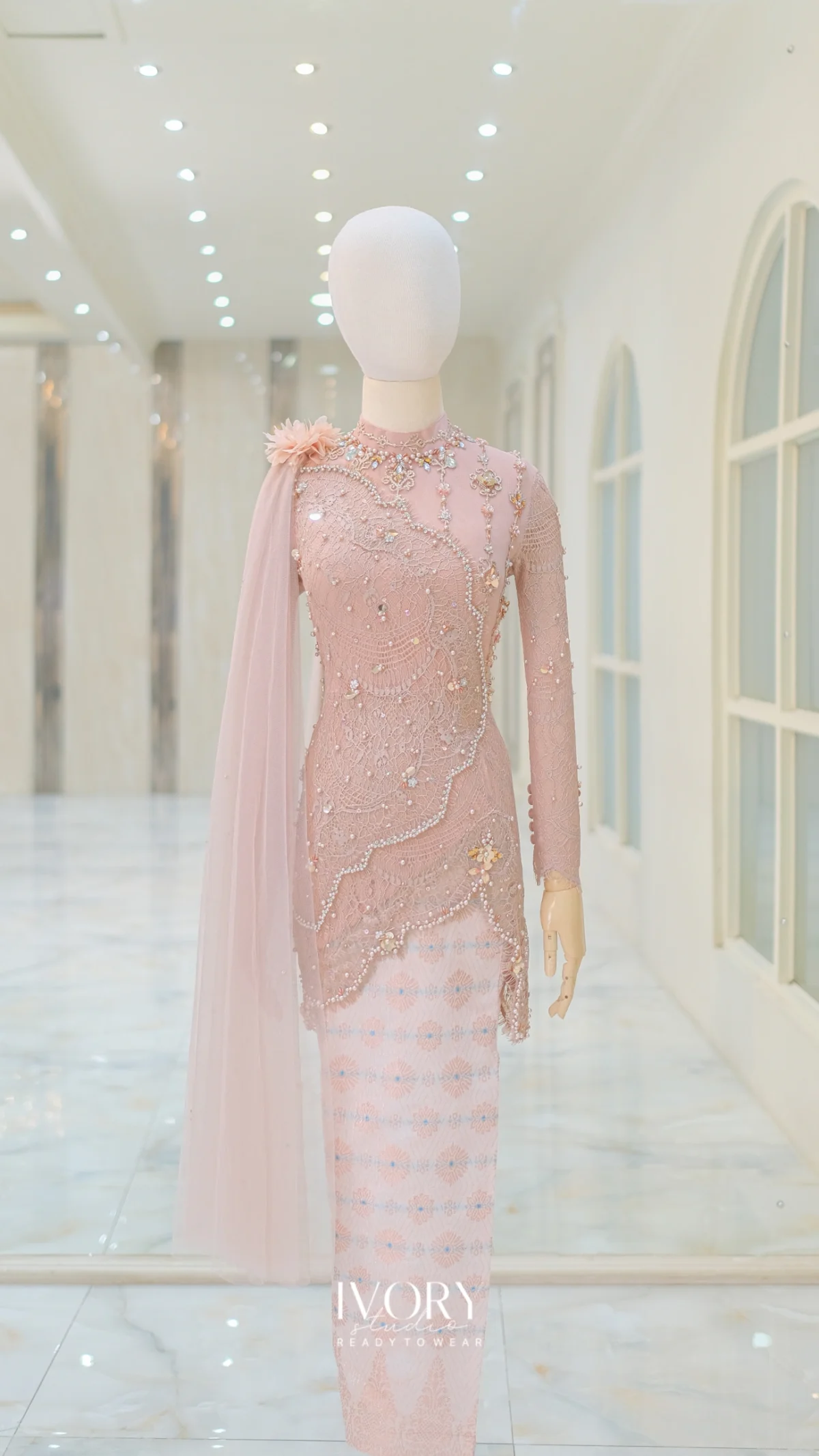 Rosegold Kebaya with Side Embroidery