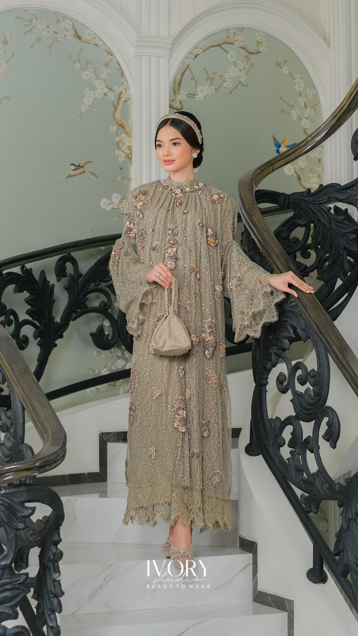 [Ready Stock] In Unison | Tsarina Wildflower Dress in Taupe