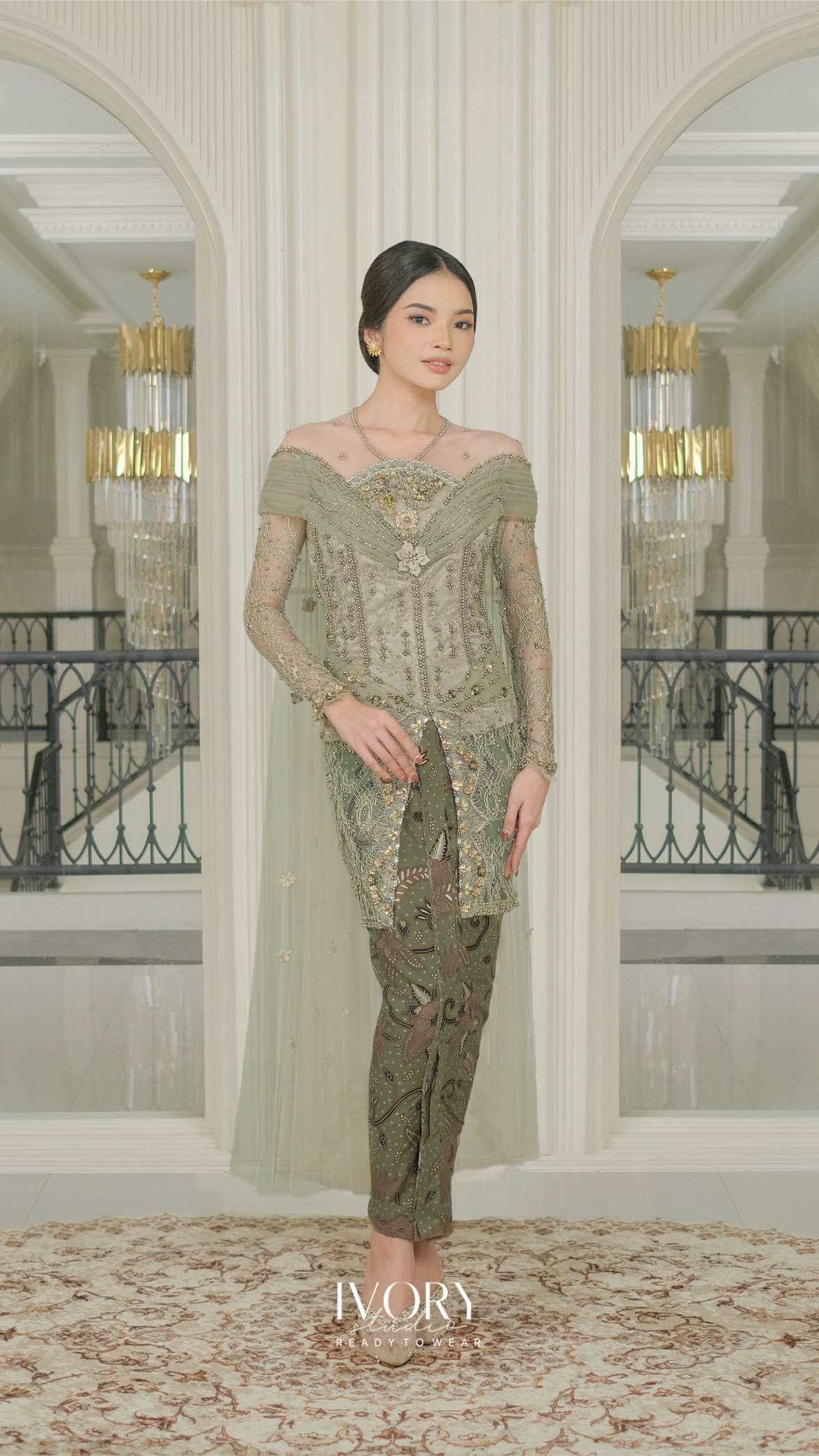 [Ready Stock] Jivva | Arunika Kebaya with Cascading Eclipse Torso in Taupe