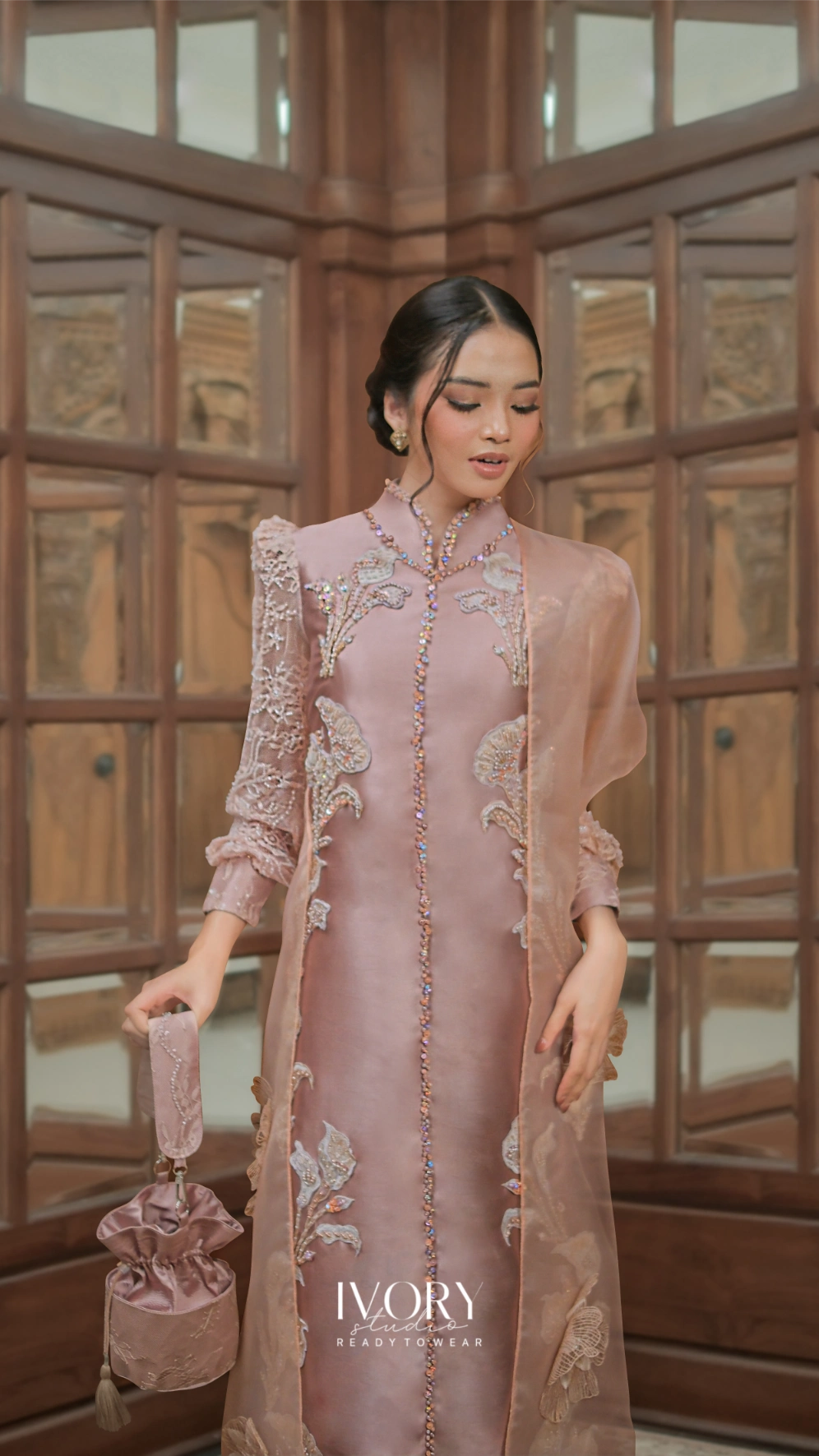 [Ready Stock] Dance in Harmony | Kutsa Rosegold Calla Lily Embroidery Dress - Image 2