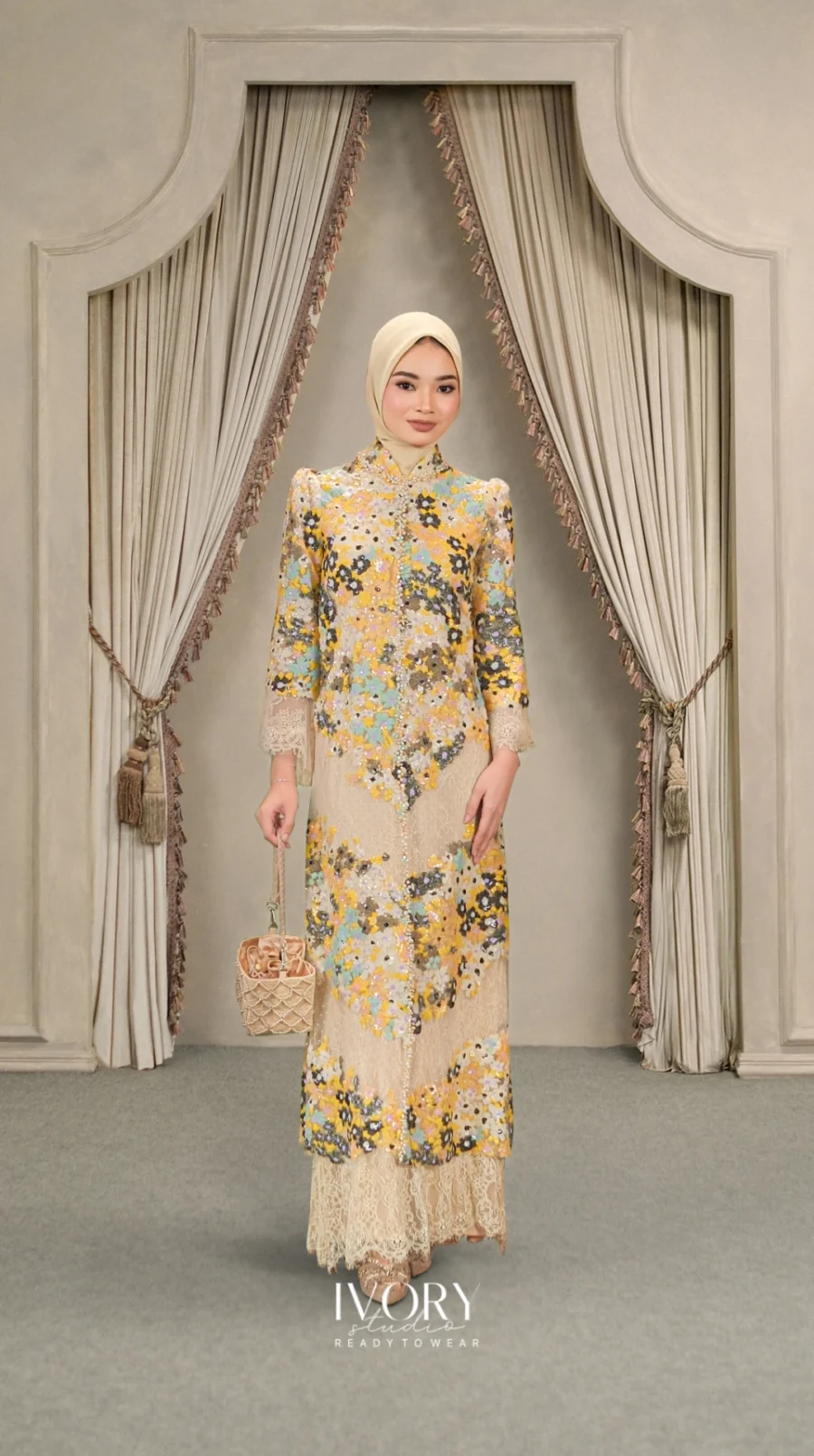 [Ready Stock] Touch of Remedy | Cordelia Florescent Chase Dress in Beige