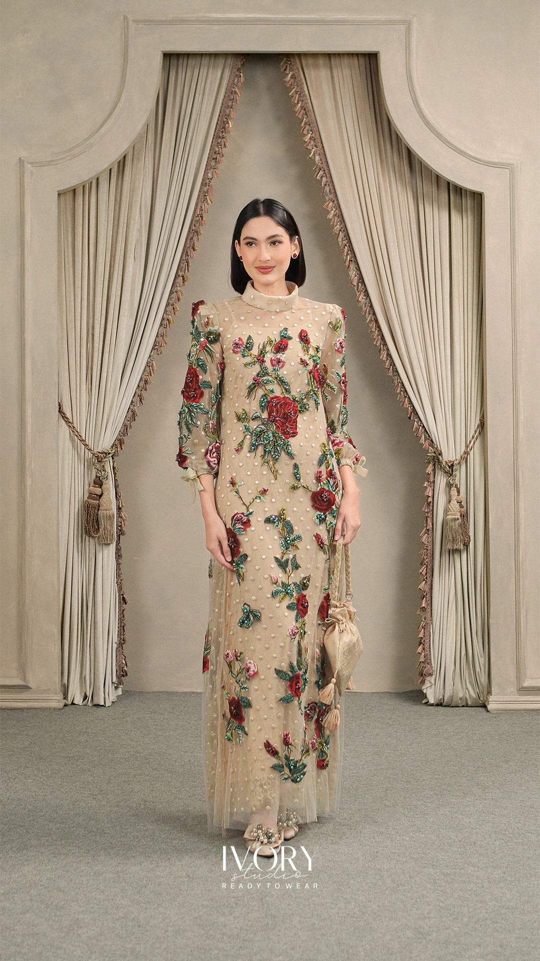 Touch of Remedy | Lilibet Wildrose Roseraie Dress in Beige