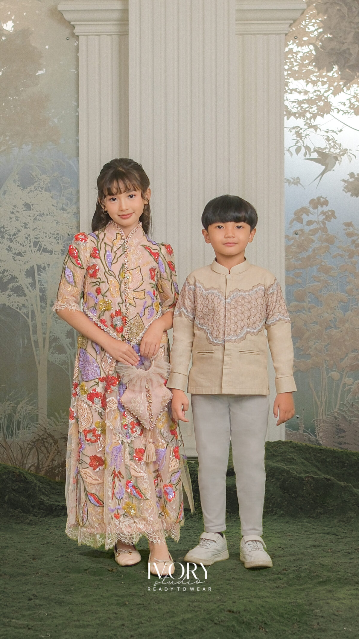 Here & There Kids | Amaithi Dress with Averroes Shirt in Beige