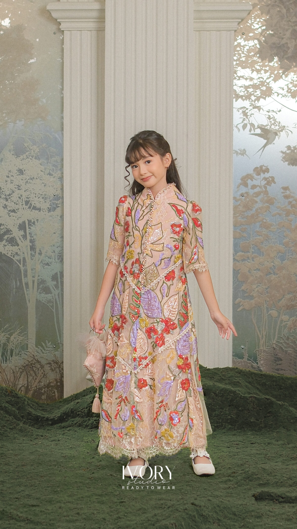 Here & There Kids | Amaithi Dress with Averroes Shirt in Beige - Image 2