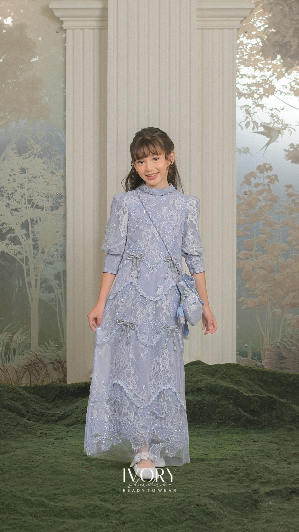 Here & There Kids | Kyss Dress with Quine Shirt in Periwinkle - Image 2