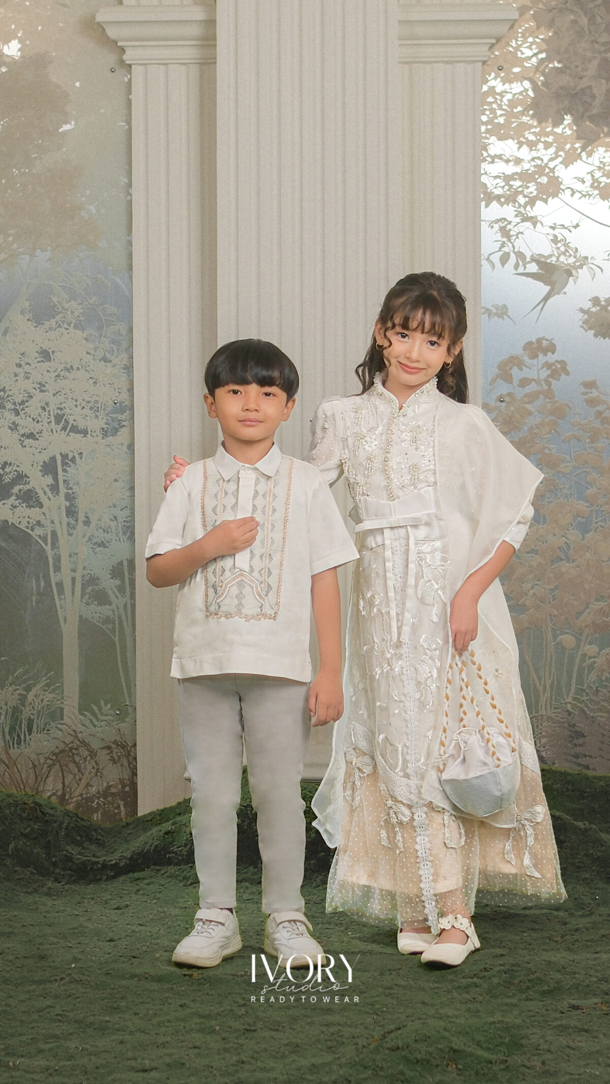 Here & There Kids | Milenka Dress with Montaigne Shirt in White