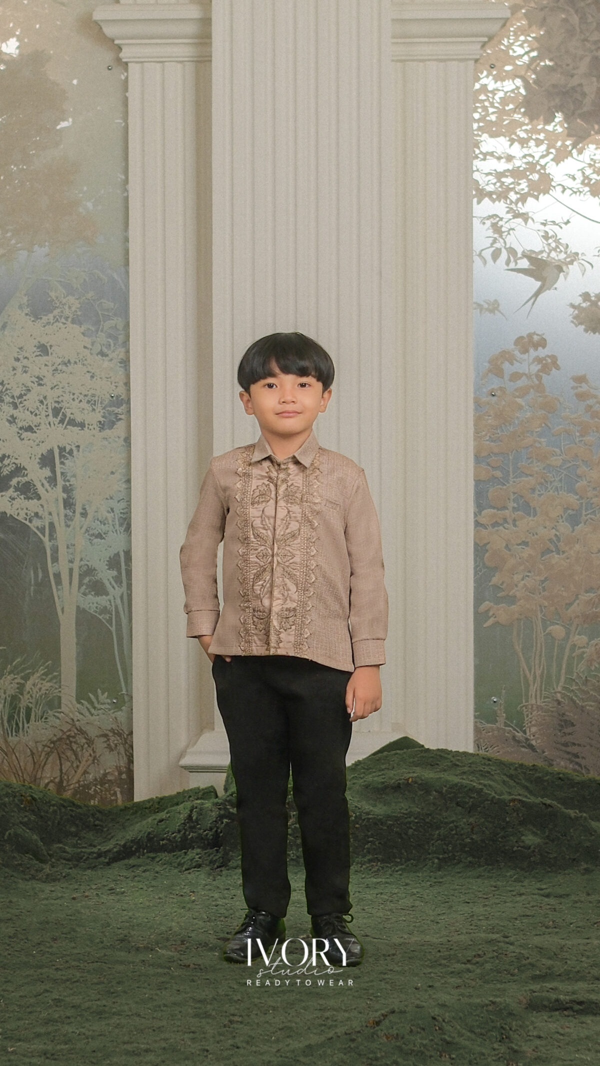 Here & There Kids | Sireli Set with Rene Shirt in Mocca - Image 3