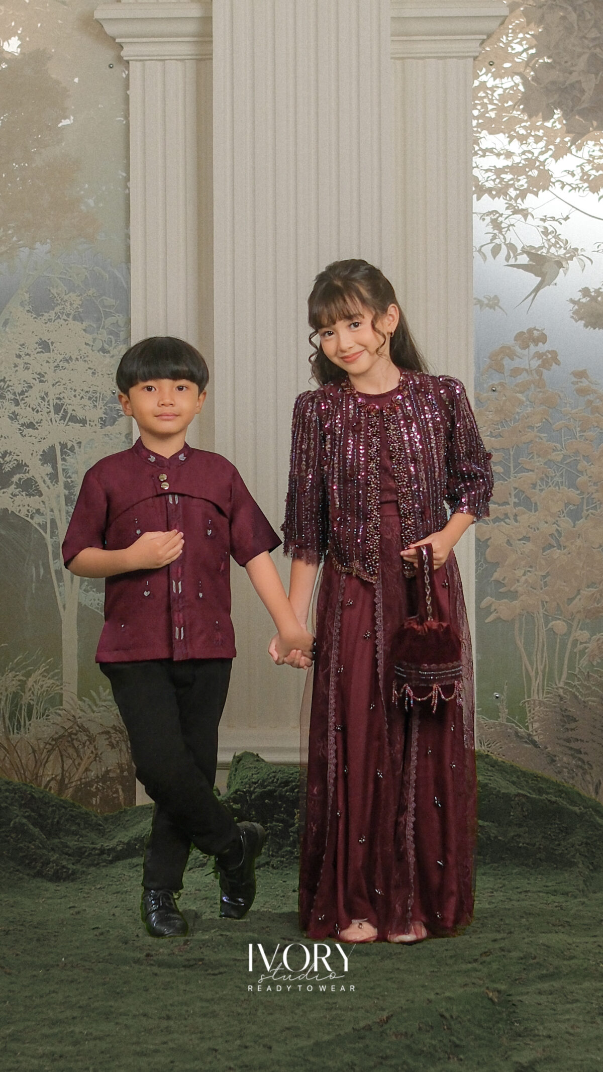 Here & There Kids | Valoni Dress with Sartre Shirt in Burgundy