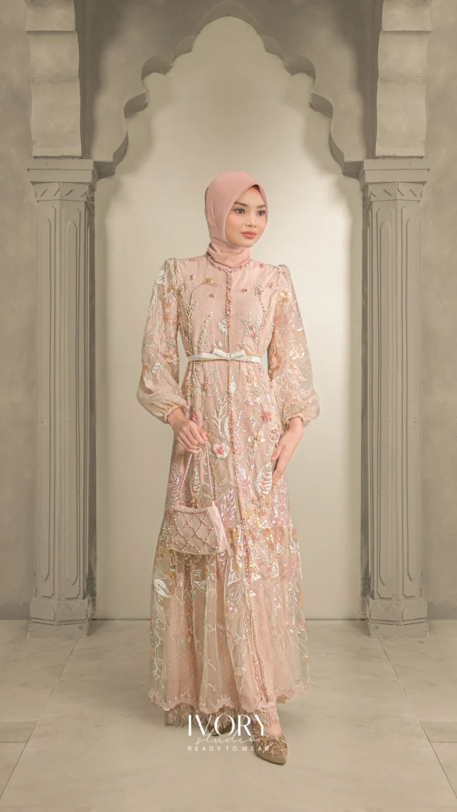 [Ready Stock] Prasatti | Nara Garden Dress in Powder Pink