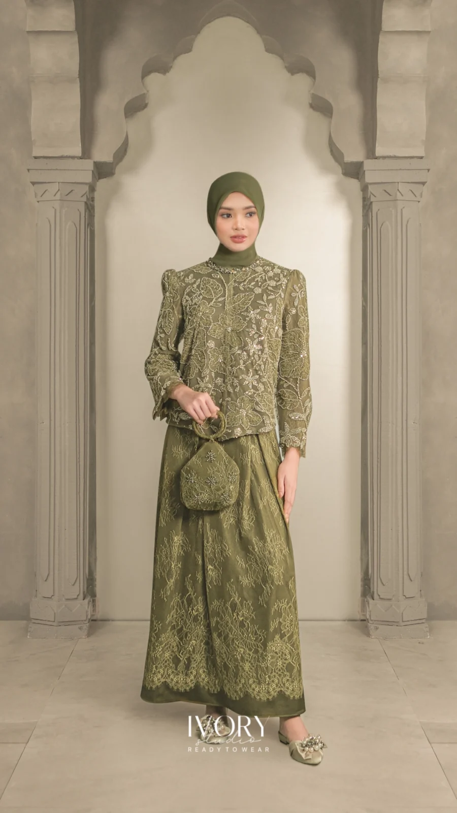 [Ready Stock] Prasatti | Savanna Blomst Top & Skirt in Olive