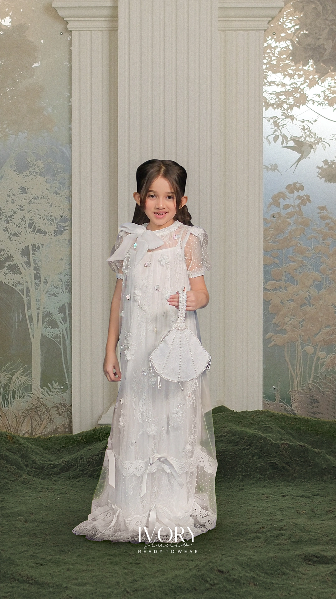 Here & There Kids | Dona Ribbon Sanctuary Dress in White