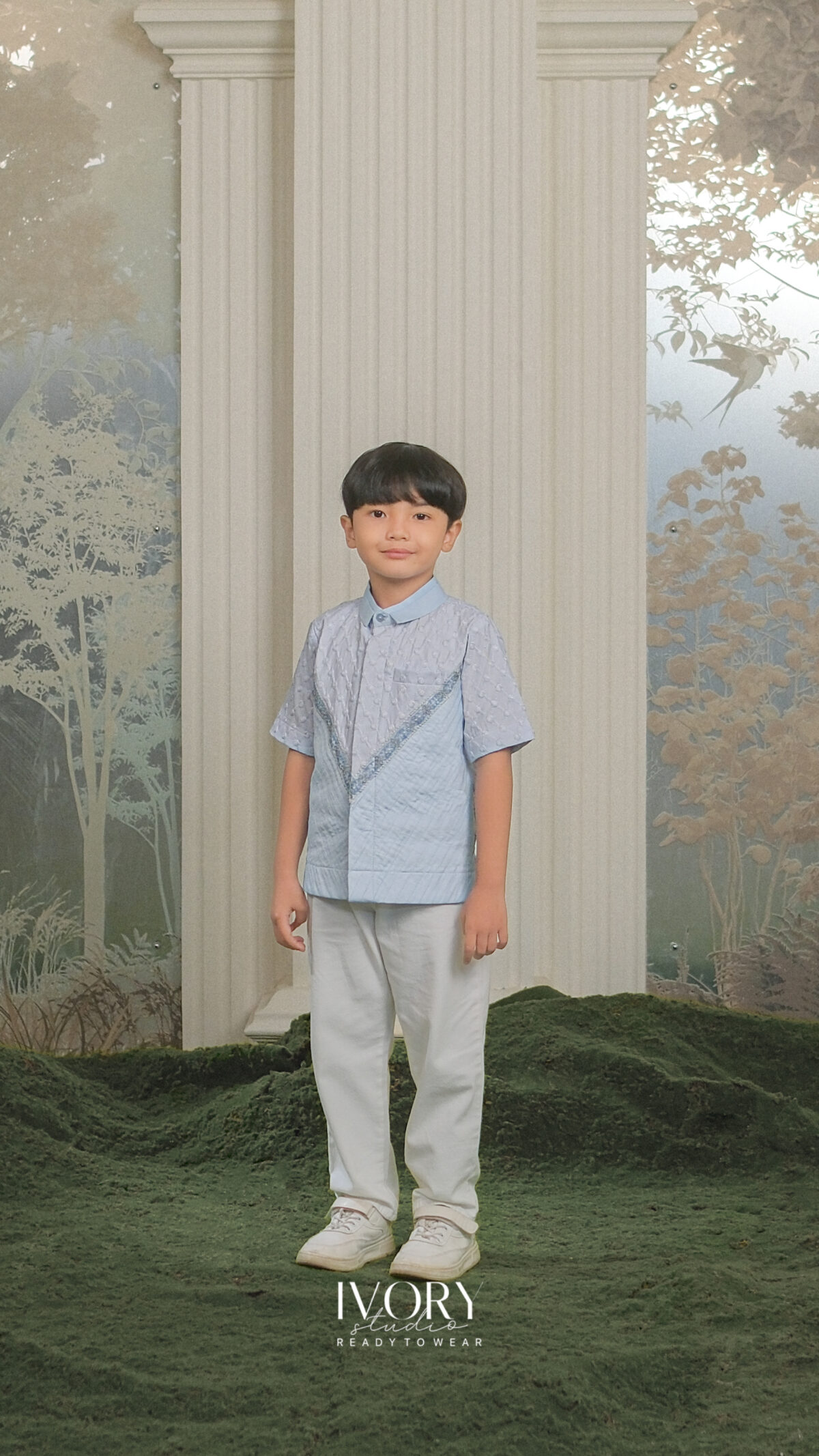 Here & There Kids | Kyss Dress with Quine Shirt in Periwinkle - Image 3