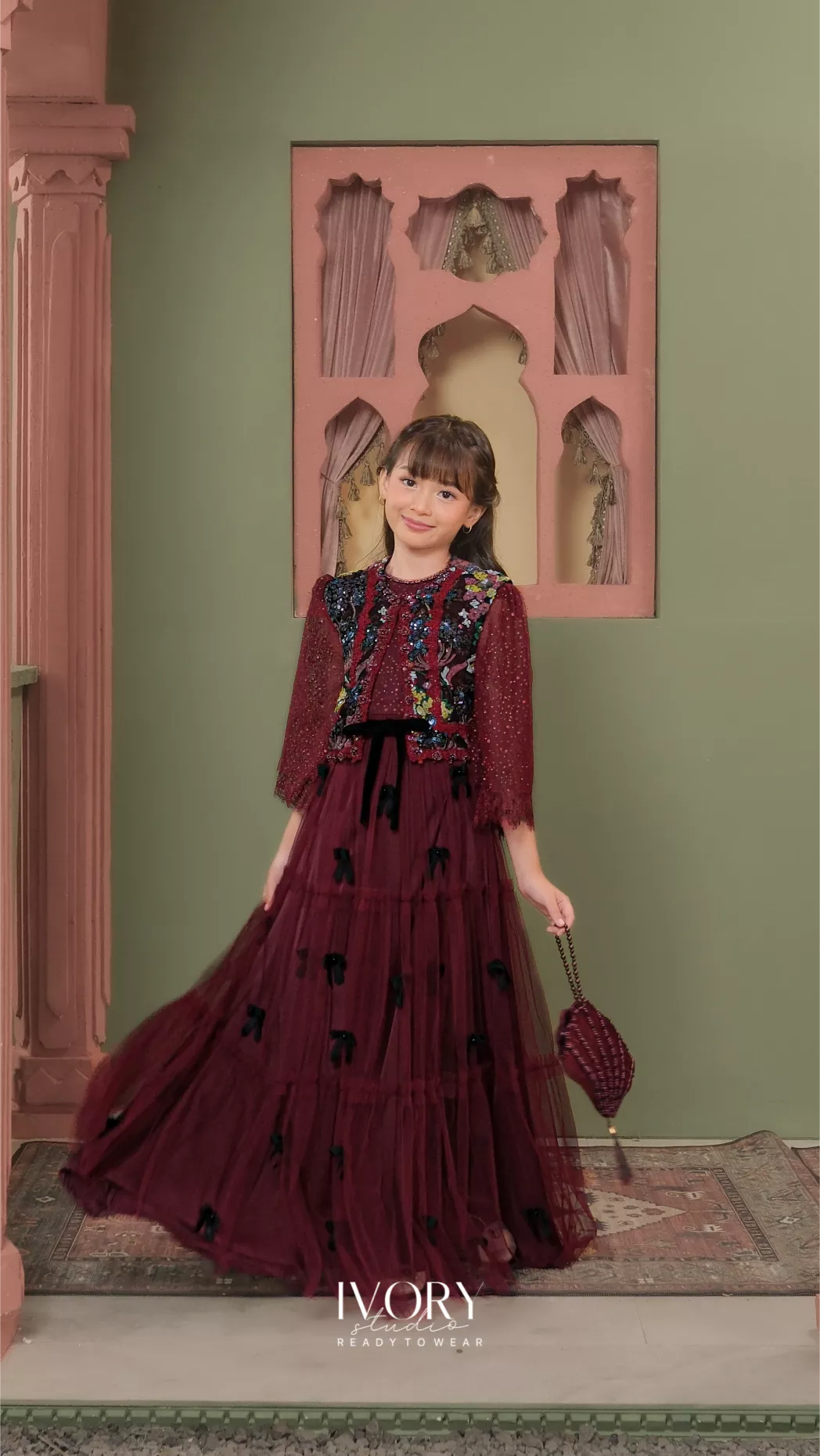 Touch of Remedy Kids | Victoire Stella Melodia Dress in Burgundy