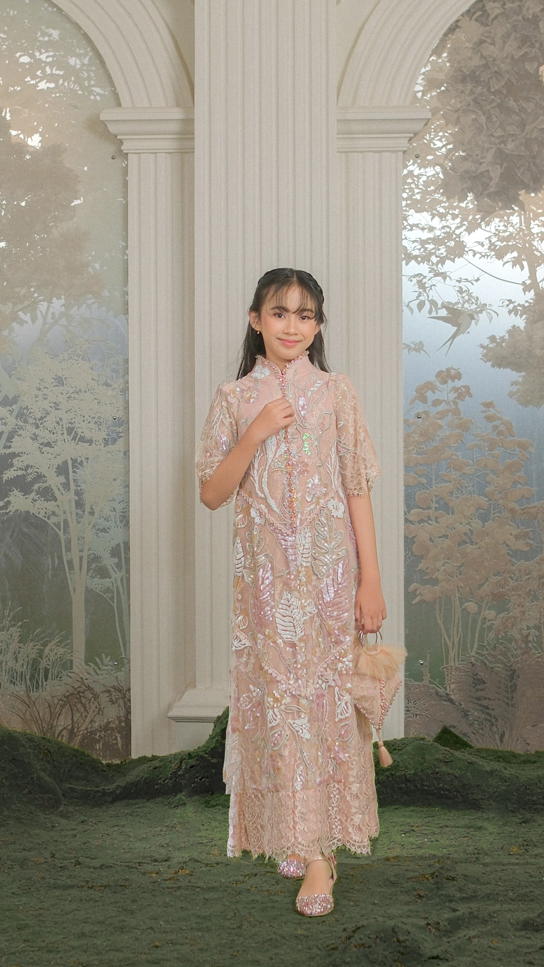 Here & There Kids | Amaithi Dress with Chalmer Shirt in Powder Pink - Image 2