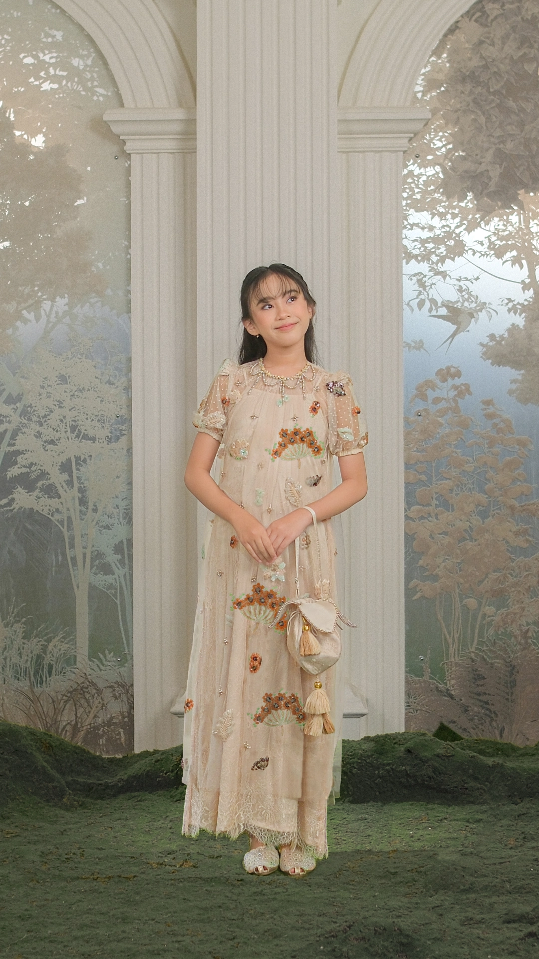 Here & There Kids | Amouré Dress with Locke Shirt in Beige - Image 2