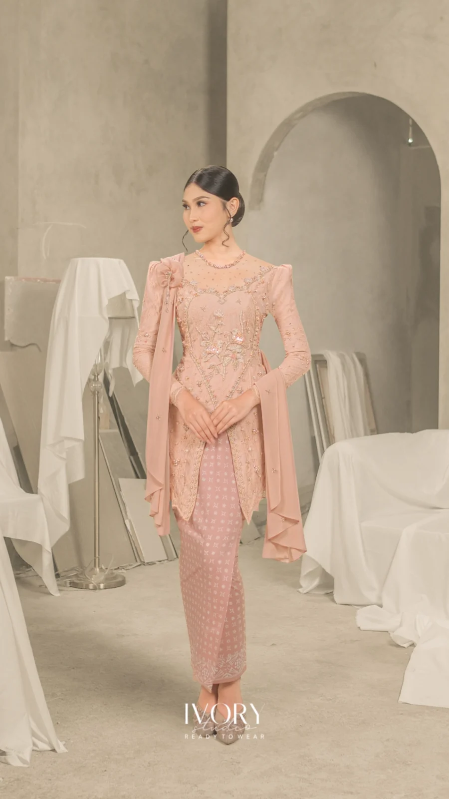 Hum of Hearts | Canary Chirping Bliss Kebaya in Rosegold