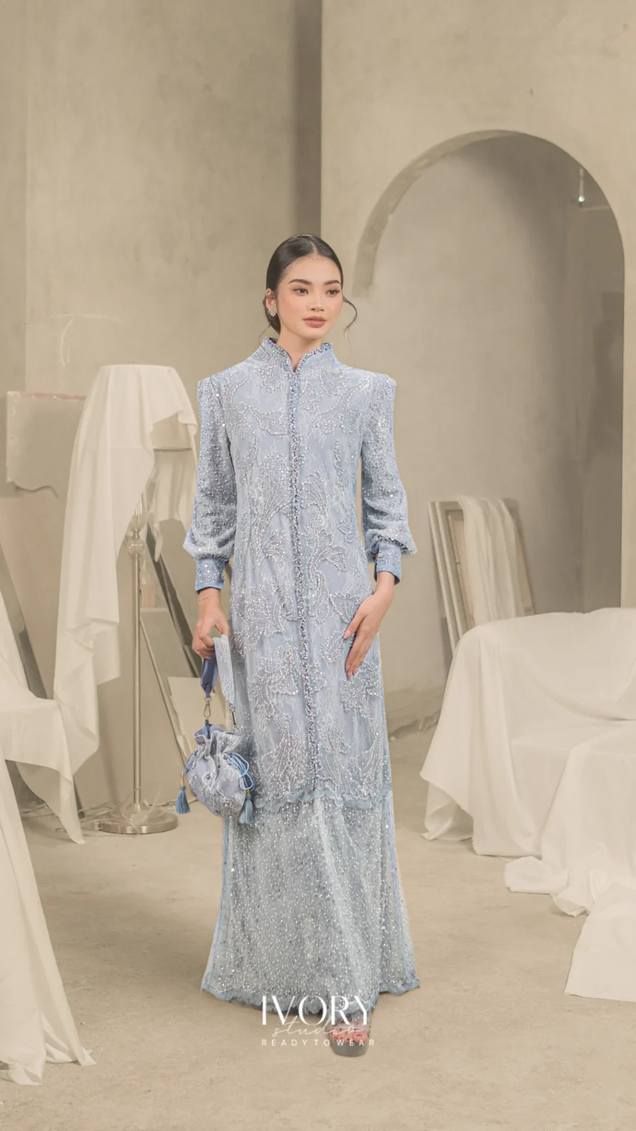 Here & There | Marama Pearl Bijou Dress in Periwinkle Blue