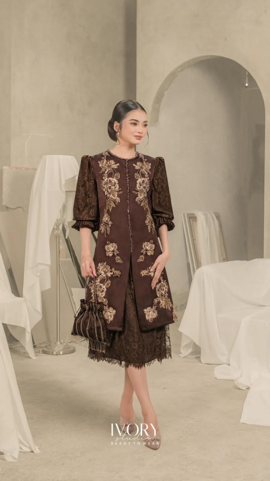 Prasatti | Moon Orchid Dress in Coffee Bean