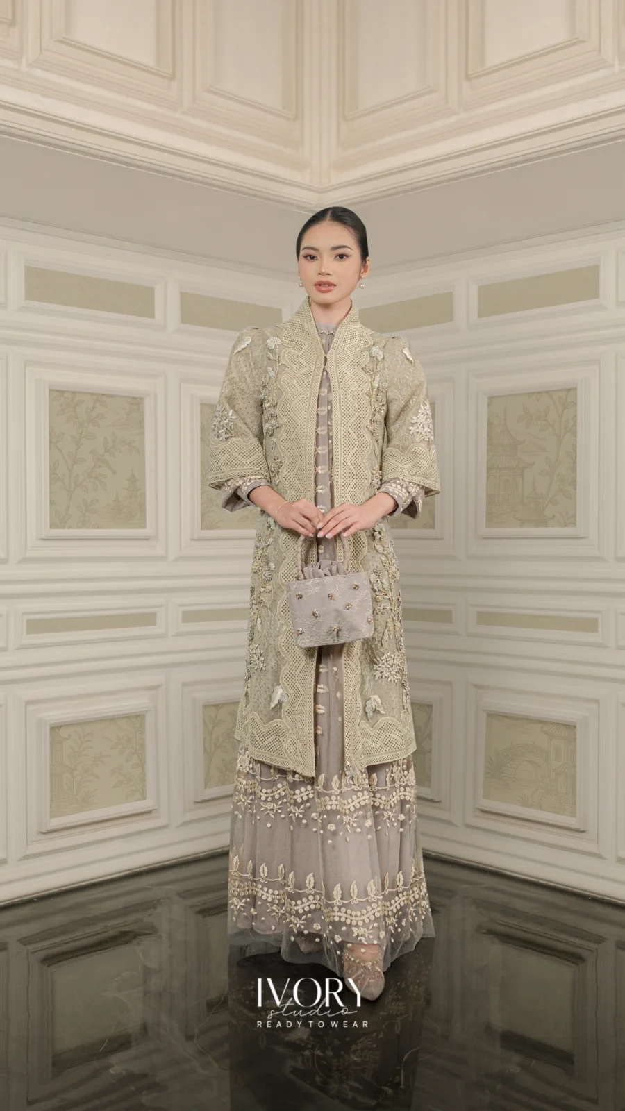 Vice Versa | Starry Sky Pillars Dress in Taupe