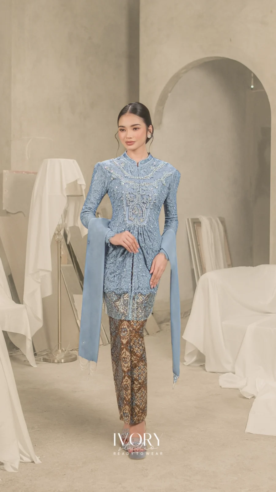 Tango Palazzo Garden Kebaya in Dust Blue