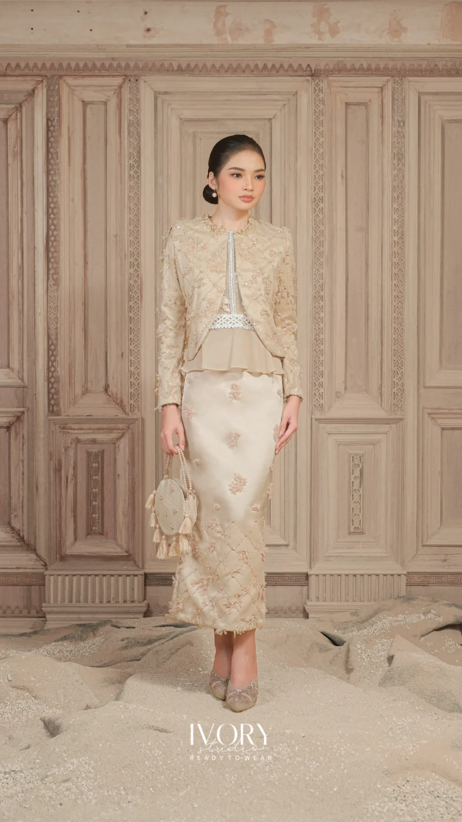 Miles & Moments | Rosasie Canopy Top & Skirt in Beige