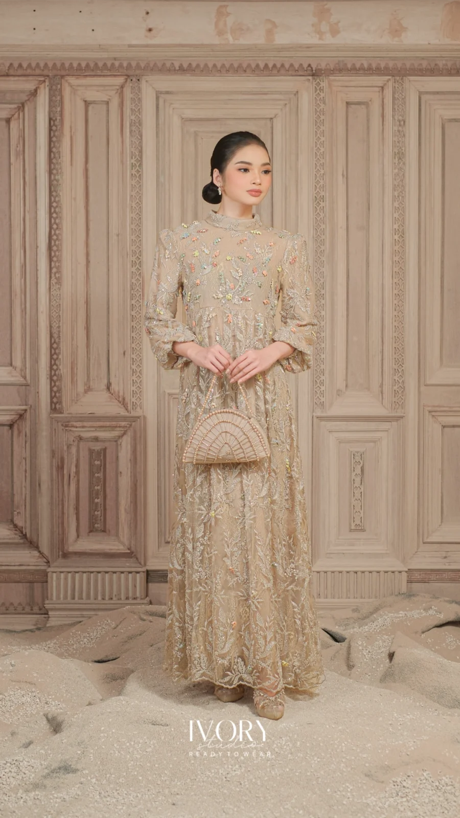 [Ready Stock] Prasatti | Autumn Prelude Dress in Light Mocca