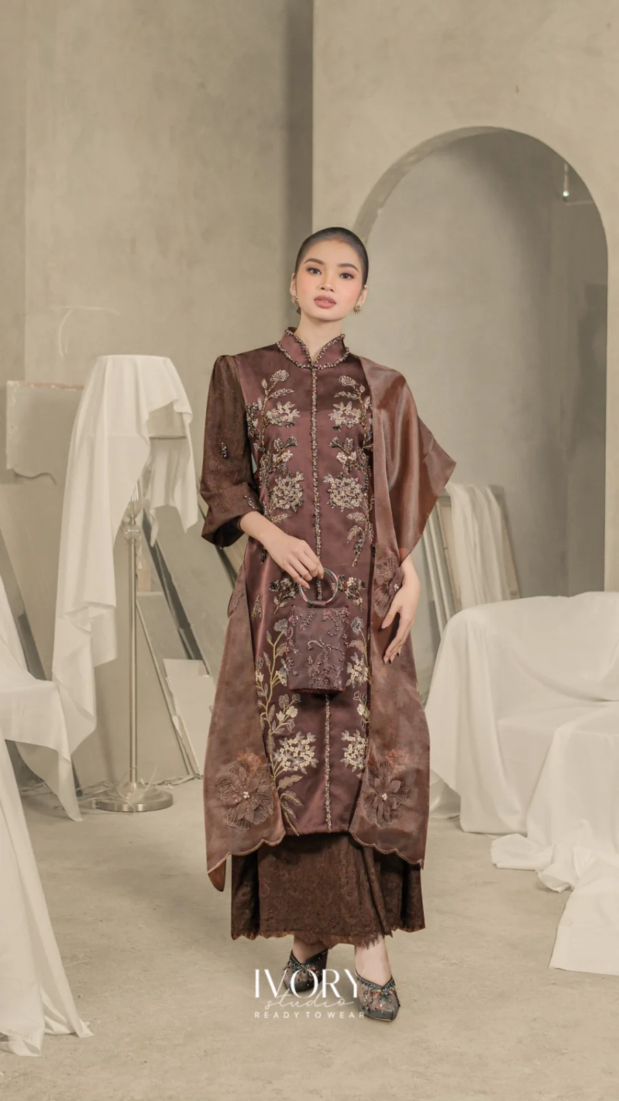 Prasatti | Bell Plummery Dress in Coffee Bean