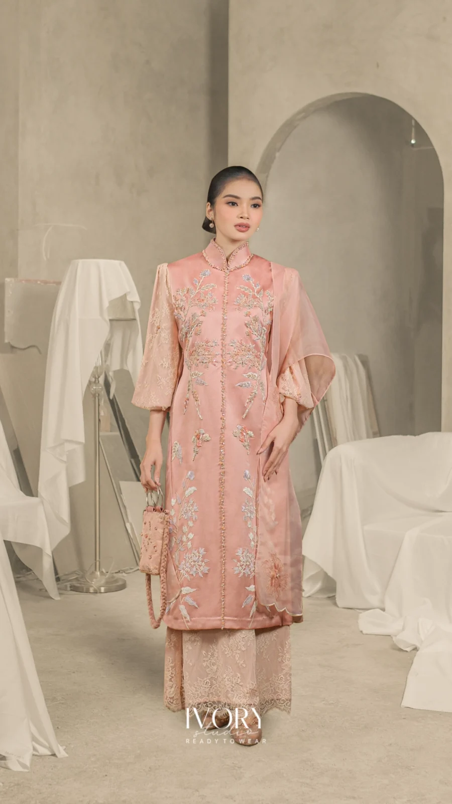 Prasatti | Bell Plummery Dress in Rosegold