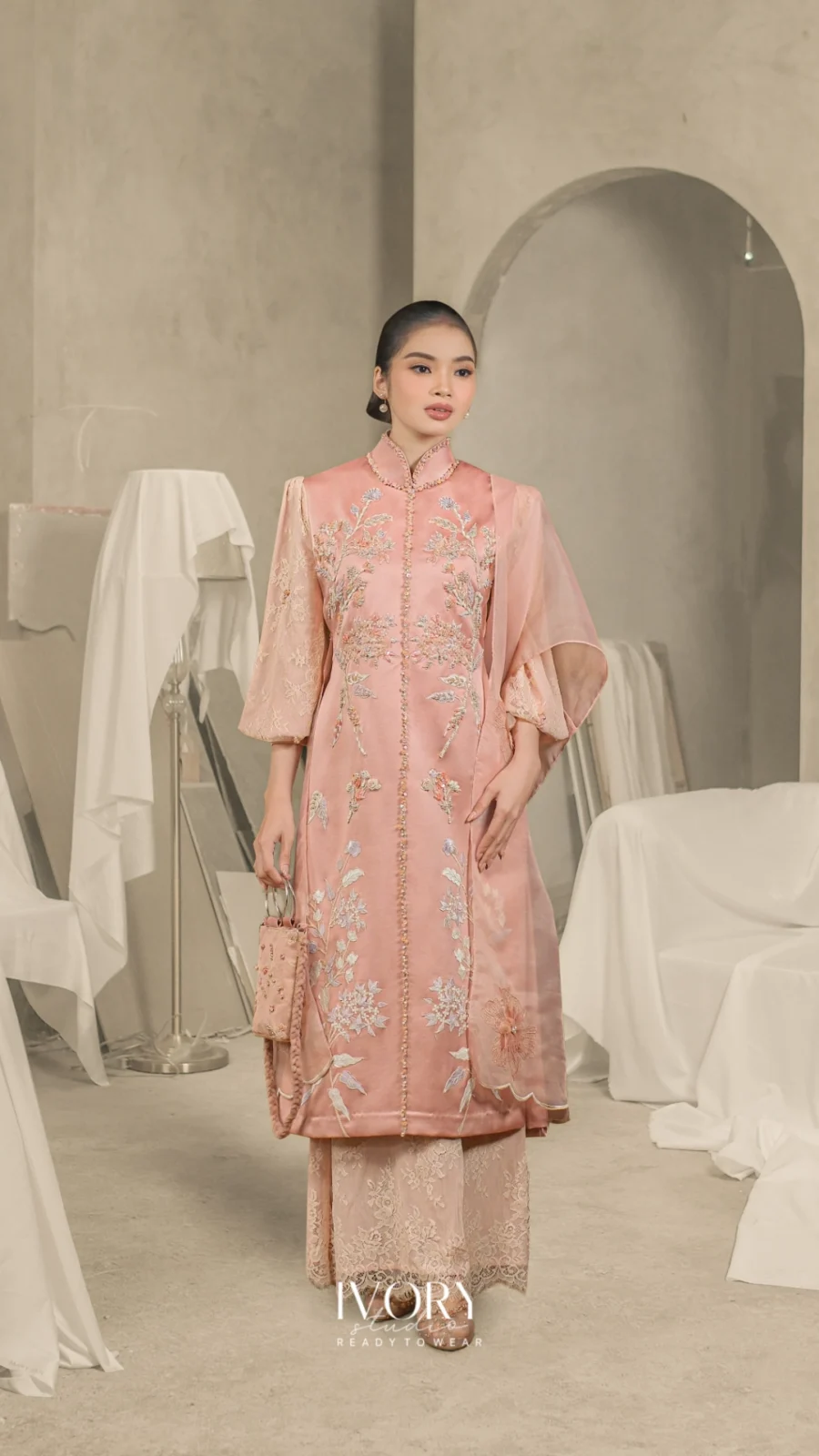 Prasatti | Bell Plummery Dress in Rosegold