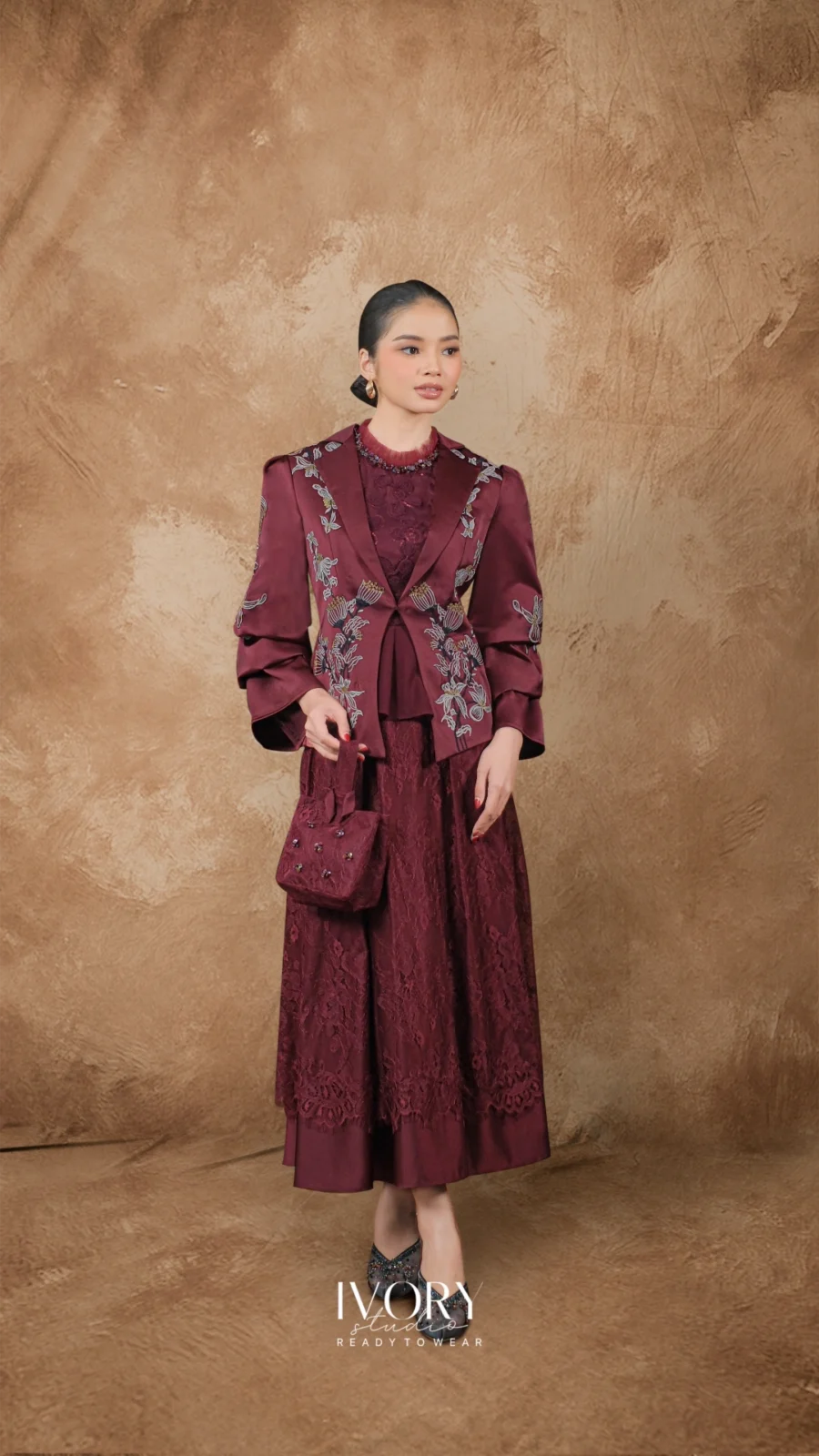 [Ready Stock] Sailong | Maccini Set in Burgundy