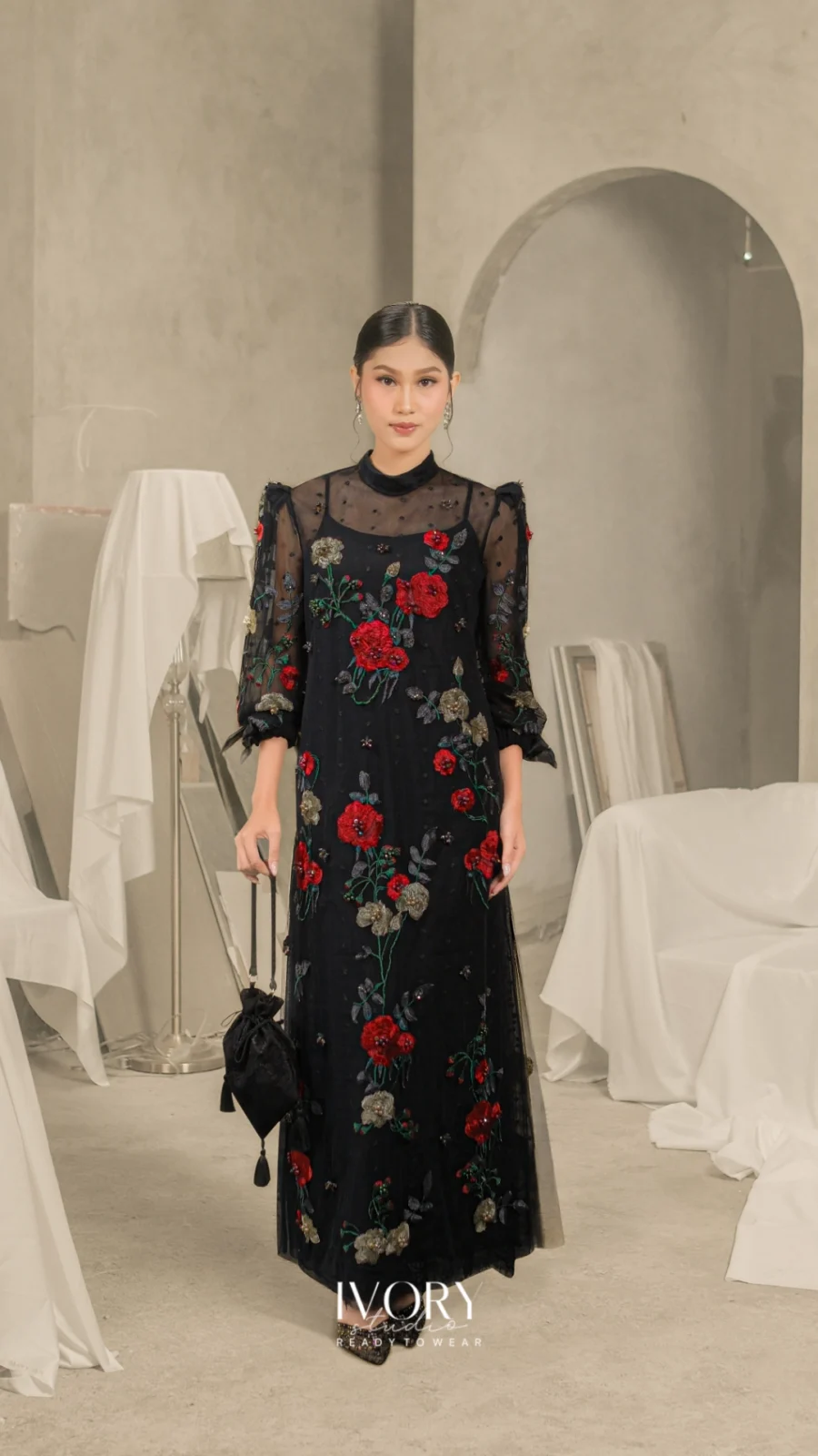 Touch of Remedy | Lilibet Wildrose Roseraie Dress in Black