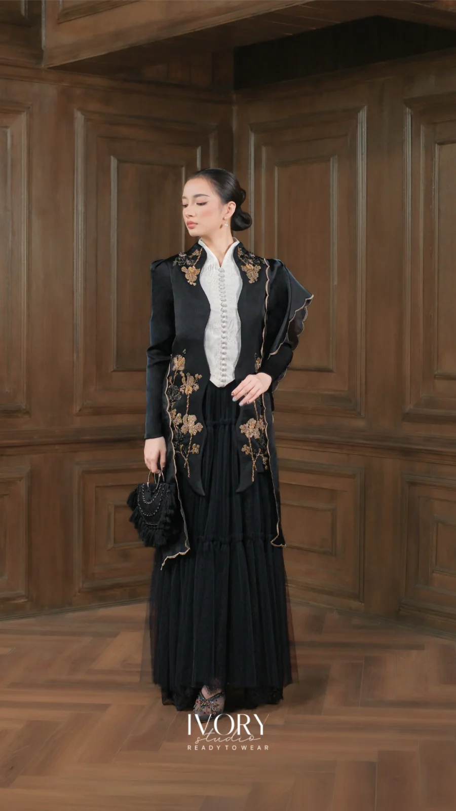 Make Classic Great Again | Bintan Moontide Grace Shantung Dress in Black