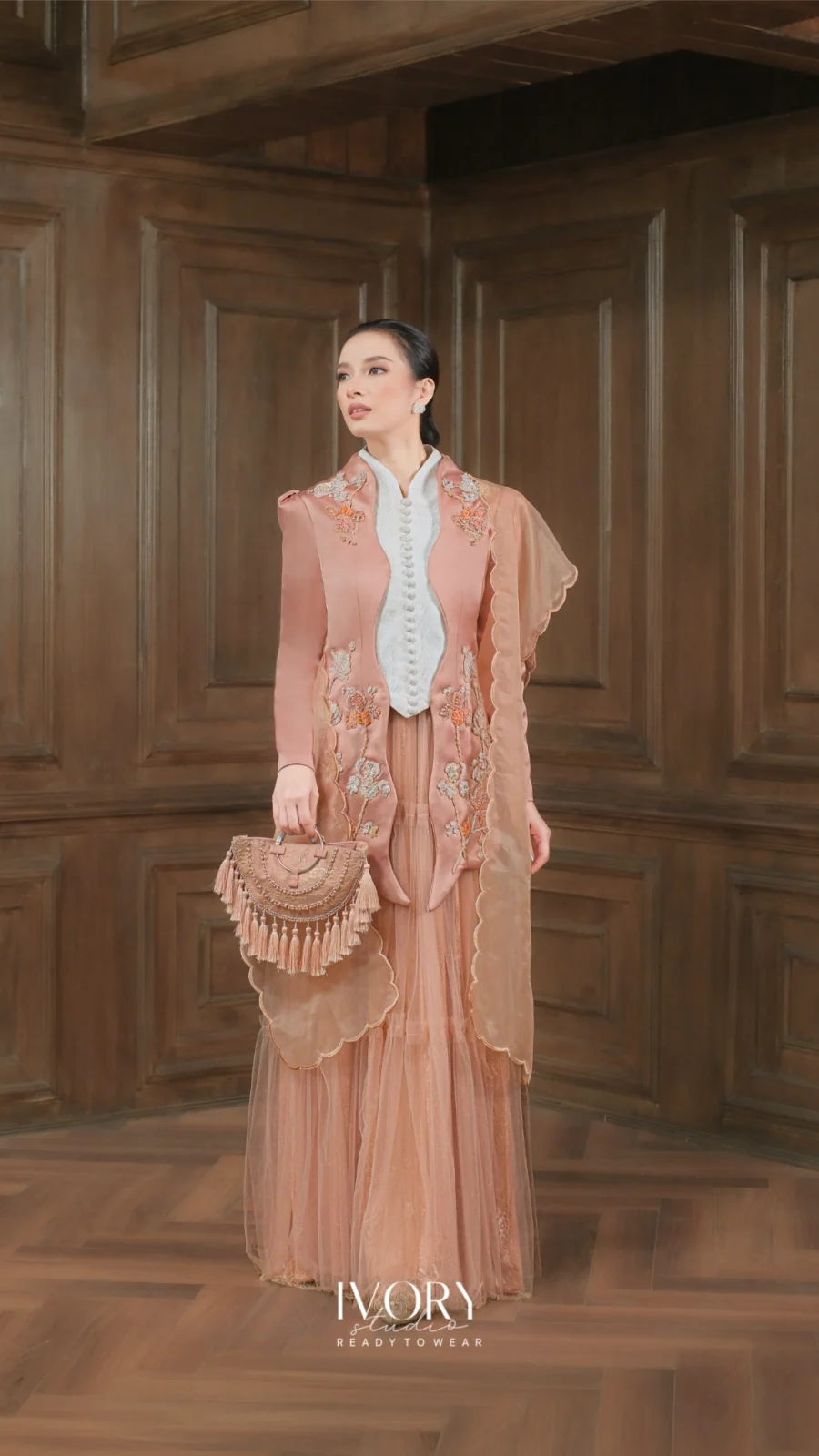 Make Classic Great Again | Bintan Moontide Grace Shantung Dress in Rosegold