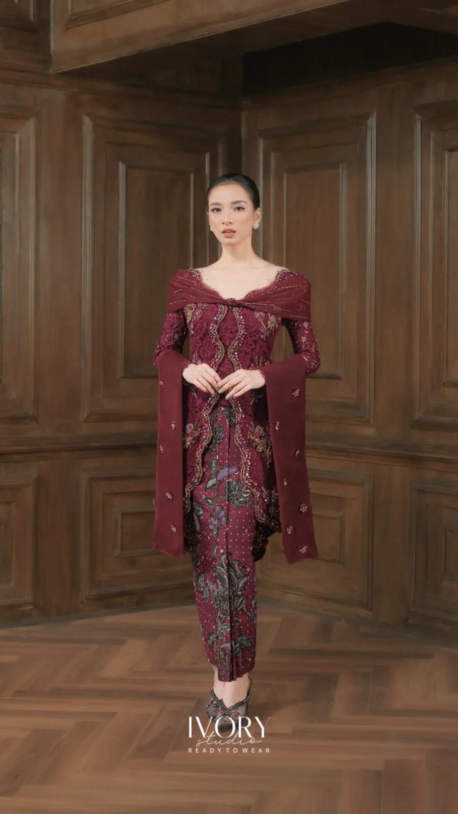 Make Classic Great Again | Melawi Petalsurge Kebaya Encim in Burgundy