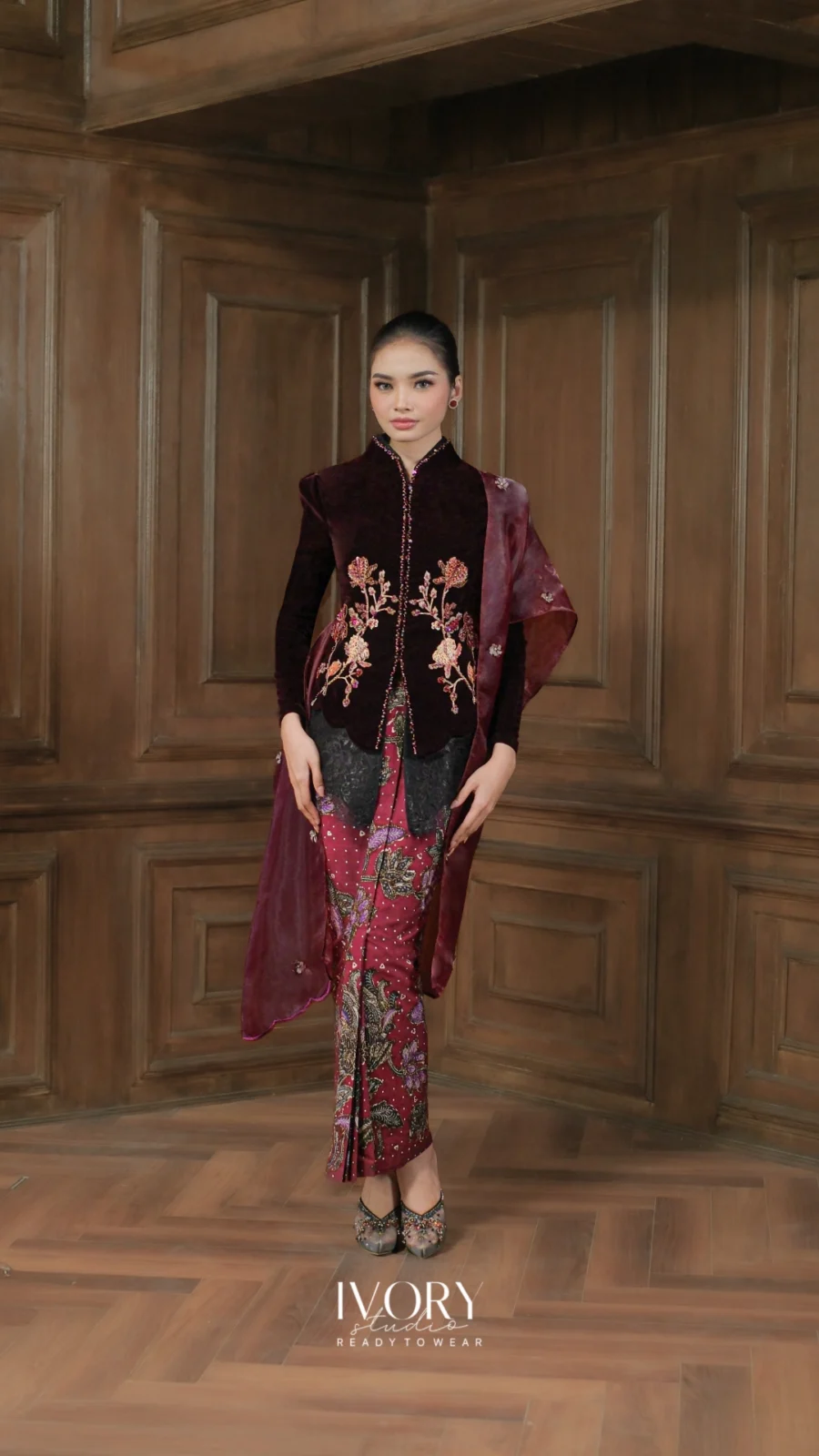 Make Classic Great Again | Natuna Mythic Rhythm Velvet Kebaya in Burgundy