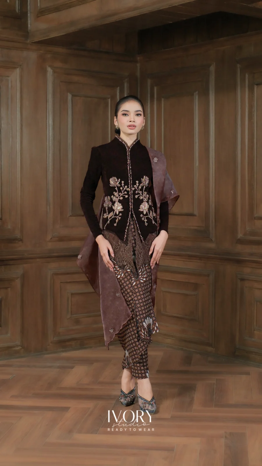 Make Classic Great Again | Natuna Mythic Rhythm Velvet Kebaya in Coffee Bean