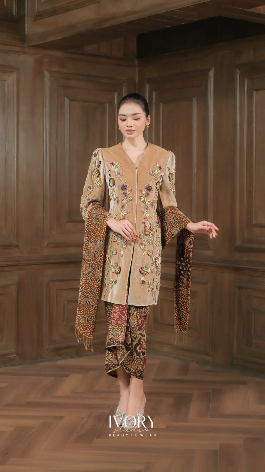 Make Classic Great Again | Sanur Eve Velvet Kebaya in Beige