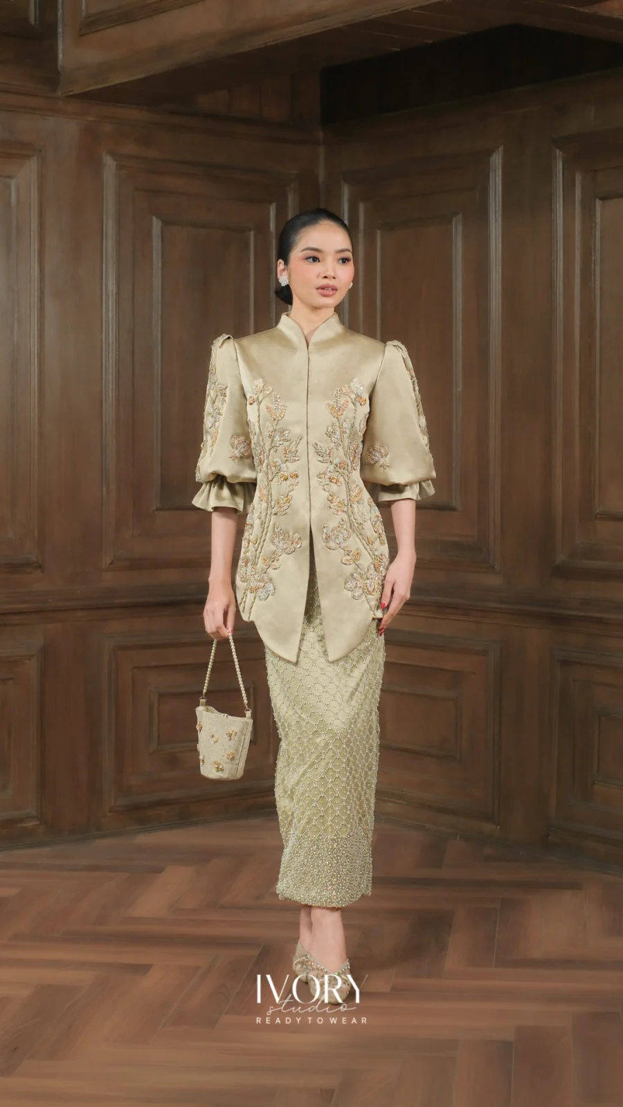 Make Classic Great Again | Sawarna Tendertwine Kebaya with Sequin Skirt in Champagne