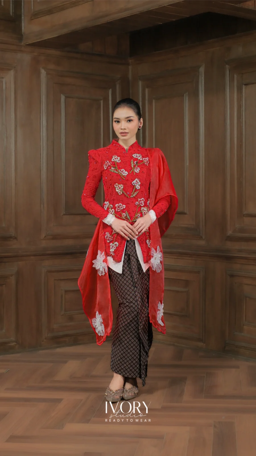 Vice Versa | Cotton Upon the Wind Kebaya in Cherry Red on White