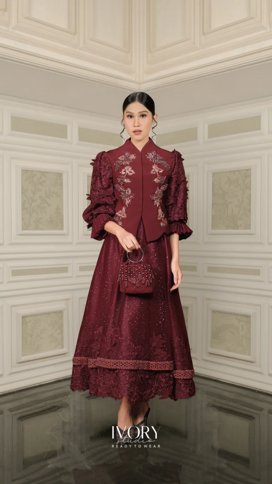 Vice Versa | Valley of Daydream Top & Skirt in Burgundy