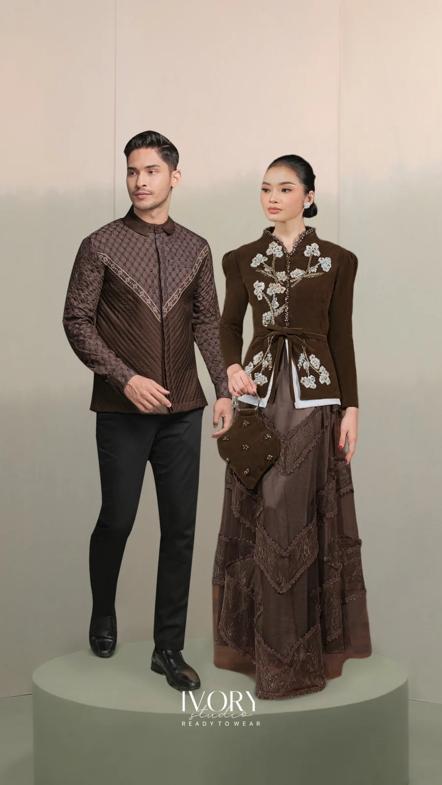 Make Classic Great Again | Giri Cotton Fluff Velvet Dress in Coffee Bean Couple Look