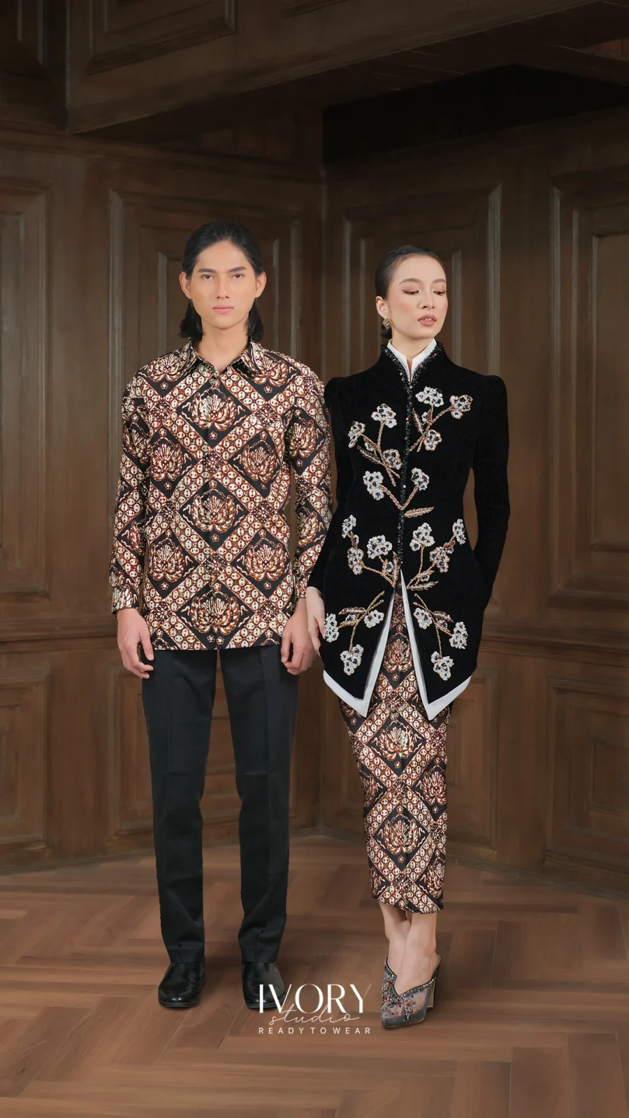 Make Classic Great Again | Giri Cotton Fluff Velvet Kebaya in Black Couple Look