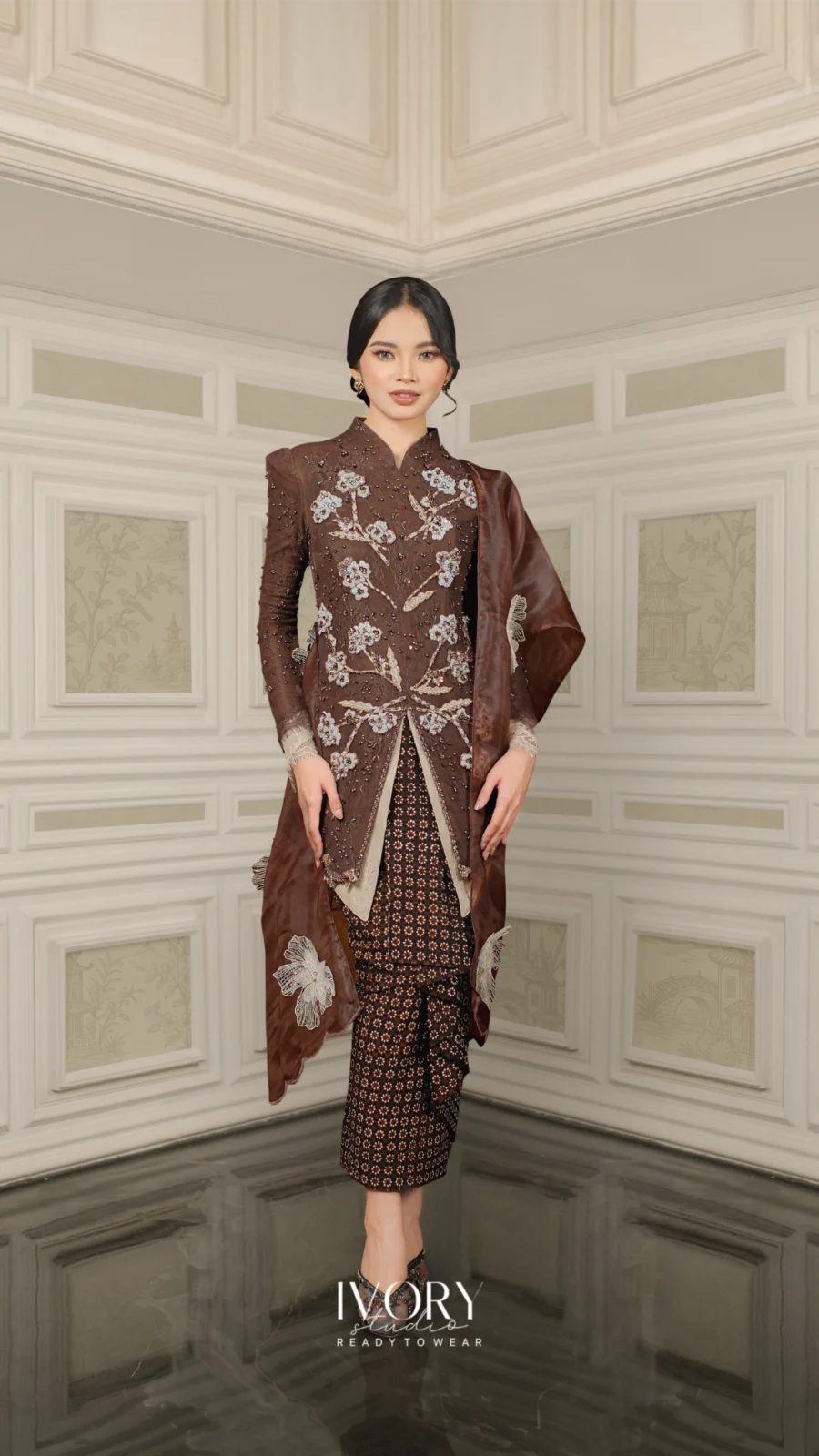 Vice Versa | Cotton Upon the Wind Kebaya in Coffee Bean on Beige