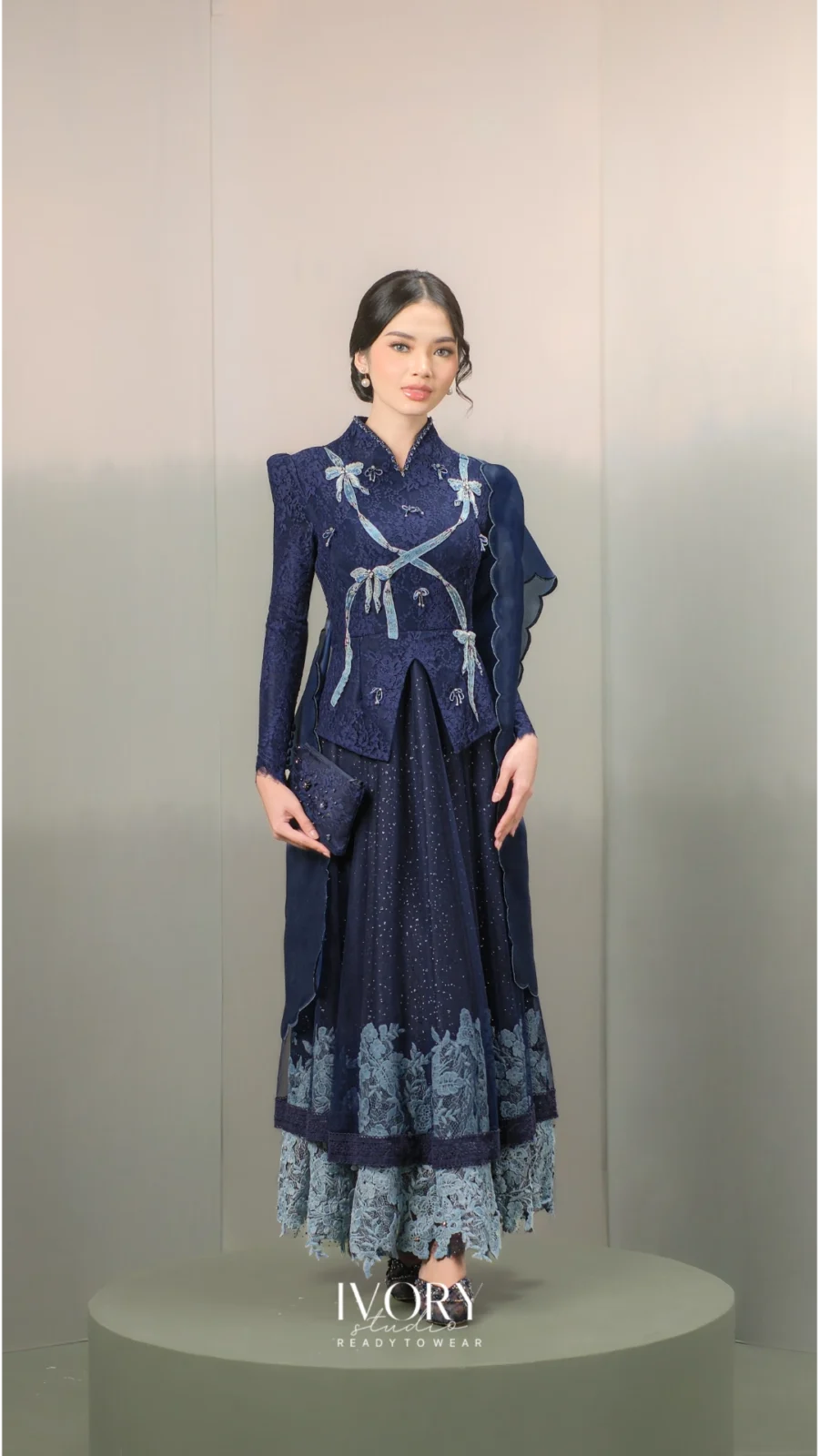 [Ready Stock] Anyaman Hikayat | Kisah Putri Junjung Buih Dress in Navy - S
