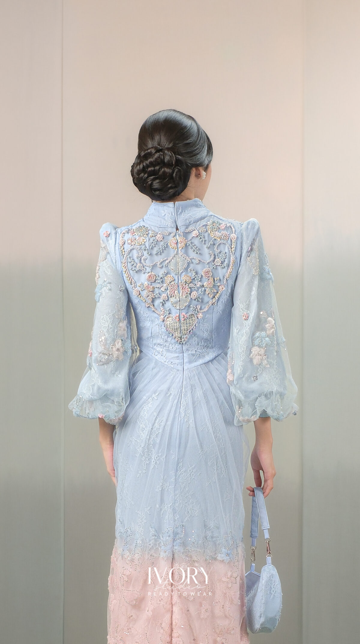 Anyaman Hikayat | Kisah Samba Paria Dress in Periwinkle on Powder Pink - Image 2