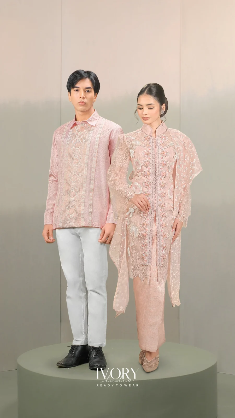 Dance in Harmony | Ayun Powder Pink Bouquet Kebaya Labuh Couple Look
